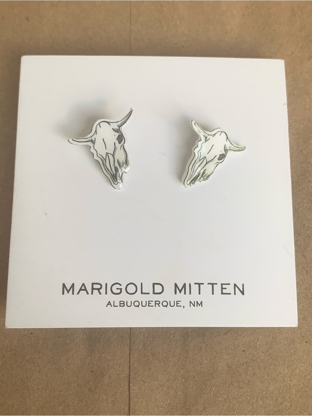 Silver Cow Skull Stud Earrings